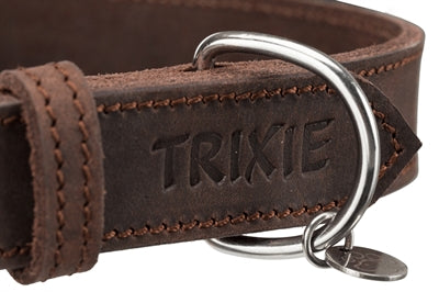 Trixie Halsband Hond Rustic Vetleer Donkerbruin 37-44X2,5 Cm