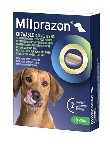 Krka Milprazon Kauwtabletten Ontwormingstabletten Hond >5 Kg 12,5 Mg/125 Mg 2 Tbl