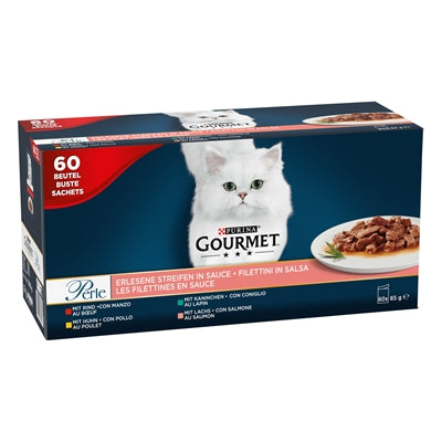 Gourmet Perle Mini Filets In Saus Kip / Konijn / Rund / Zalm 60X85 Gr