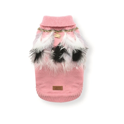 Croci Hondentrui Met Veren Roze / Wit 30 Cm