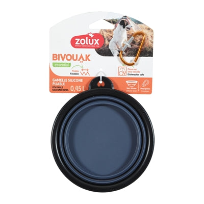Zolux Bvk Voerbak Opvouwbaar Siliconen Blauw 13 Cm 450 Ml