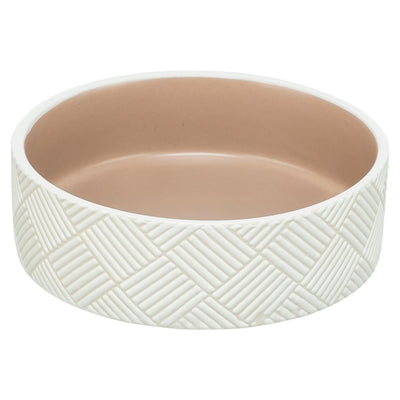 Trixie Voerbak / Drinkbak Patroon Keramiek Wit / Beige 18X18X7 Cm