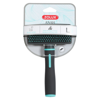 Zolux Anah Slickerborstel Met Noppen Zacht Zwart / Blauw L 11X4X18 Cm