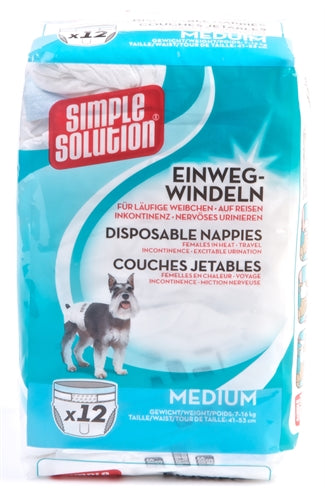 Simple Solution Wegwerp Honden Luier Medium 12 St 41-53 Cm