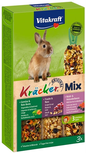 Vitakraft Dwergkonijn Krackers Noot/Bosvruchten/Groenten 3 In 1