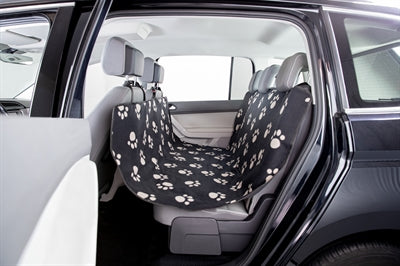 Trixie Autodeken Pootprint Nylon / Fleece Zwart / Beige 145X65 Cm