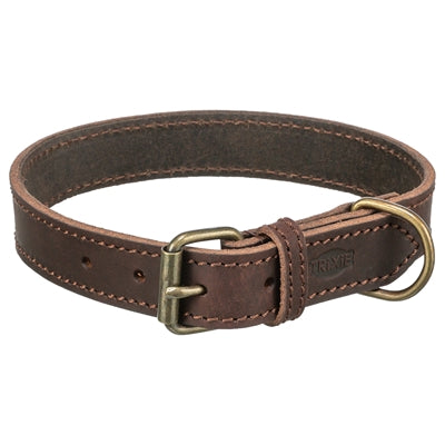 Trixie Halsband Hond Rustic Vetleer Donkerbruin 34-40X2,5 Cm
