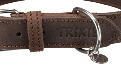 Trixie Halsband Hond Rustic Vetleer Donkerbruin 37-44X2,5 Cm