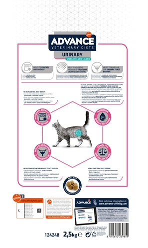 Advance Veterinary Diet Cat Urinary Sterilized Minder Calorieën 2,5 Kg