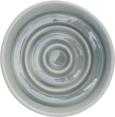 Trixie Voerbak Slowfeeding Keramiek Grijs / Blauw 14X14 Cm 450 Ml