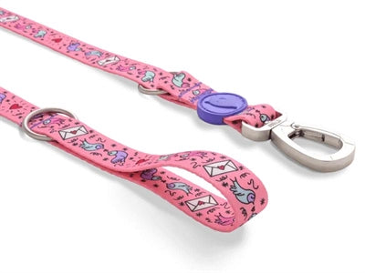 Morso Hondenriem Verstelbaar Gerecycled Sweet Tweet Roze 75-230X1,5 Cm 4-20 Kg