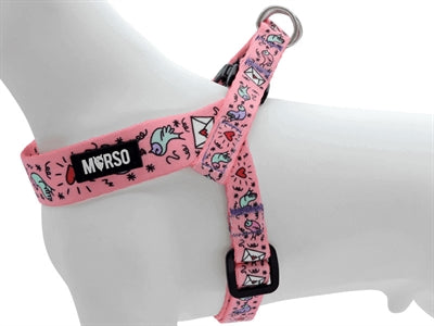 Morso Mini Hondentuig Verstelbaar Gerecycled Sweet Tweet Roze 32-41X2,5 Cm