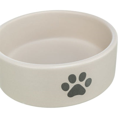 Trixie Voerbak / Drinkbak Hond Pootmotief Keramiek Lichtgrijs / Grijs 300 Ml 12 Cm