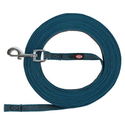 Trixie Hondenriem Sleeplijn Met Rubber Anti Slip Petrol Blauw L/Xl 5 Mtr X 1,7 Cm