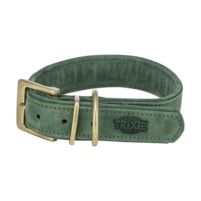 Trixie Halsband Hond Pure Leer Saliegroen S-M 31-37X3 Cm
