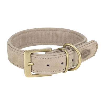 Trixie Halsband Hond Pure Leer Lichtgrijs M 36-43X3 Cm