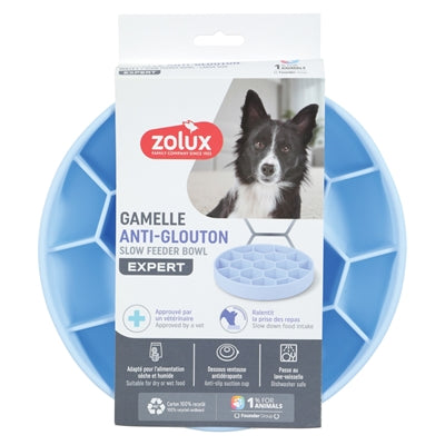Zolux Voerbak Hond Slow Feed Met Zuignappen Silicone Blauw 21,5X21,5X4,5 Cm
