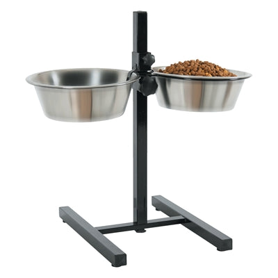 Zolux Voerstandaard Voerbak / Waterbak Verstelbaar Rvs 2X2,5 Ltr 24,5 Cm 53,5X51X2