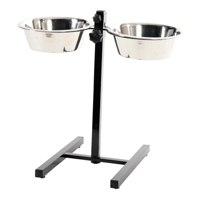 Zolux Voerstandaard Voerbak / Waterbak Verstelbaar Rvs 2X2,5 Ltr 24,5 Cm 53,5X51X2