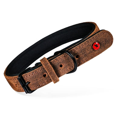 Zolux Expert Halsband Hond Premium Leer / Neopreen Bruin 70X3 Cm
