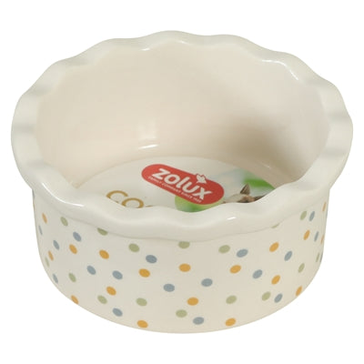 Zolux Voerbak Cosy Gestipt Keramiek Wit 10X10X4,5 Cm 150 Ml