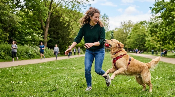 petsorama playing with dog in park